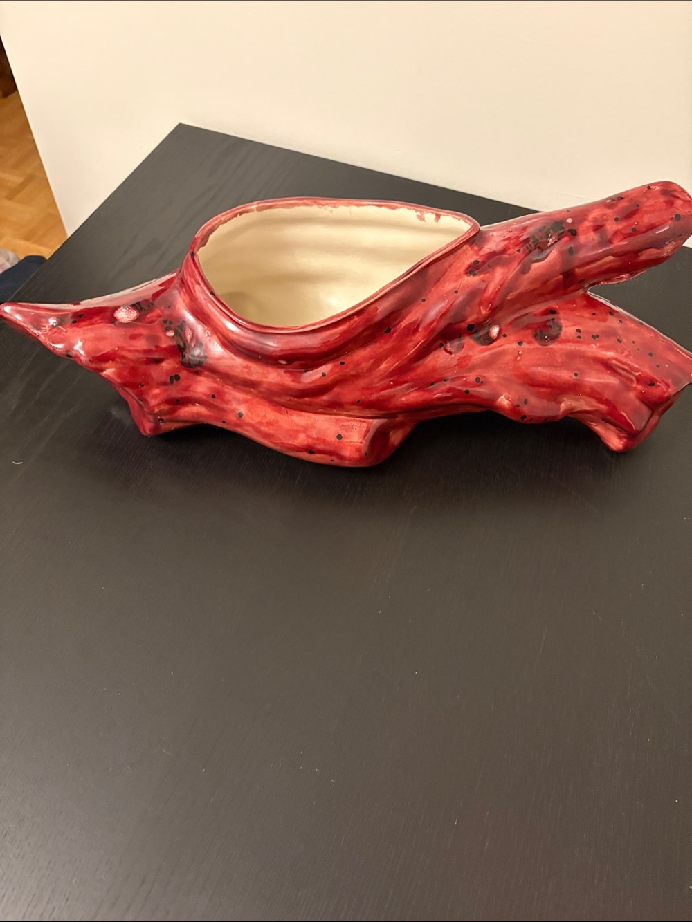 Red Ceramic Driftwood Decorative Bowl
